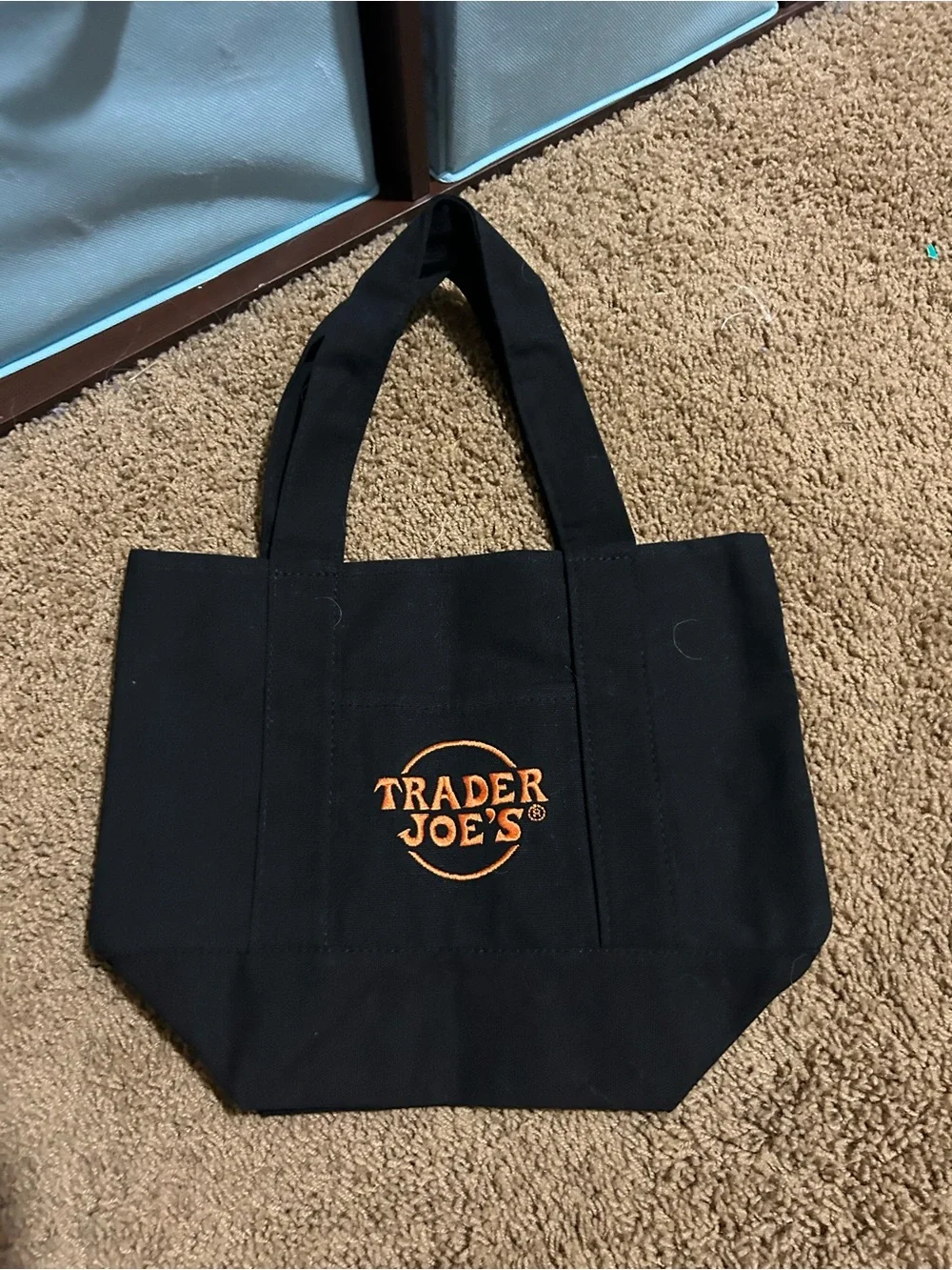 Trader Joe's Mini Canvas Tote Bag Trick Or Treat  Halloween - BLACK